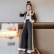 女童套装外套短款上衣洋气时髦2025新款运动装中大童春秋冬款加绒