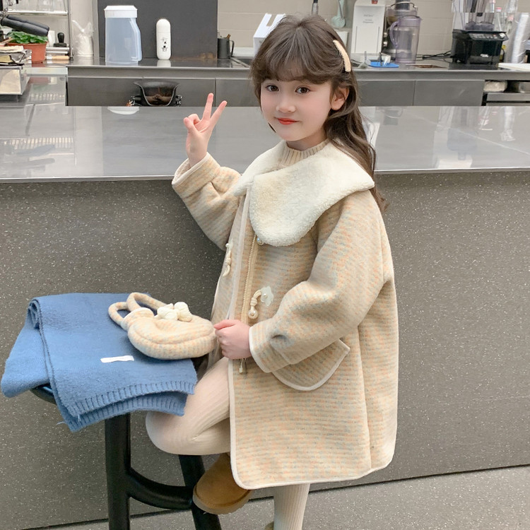女童中长款风衣外套加厚冬季大衣