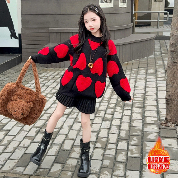 女童中长款毛衣洋气时髦大童冬装