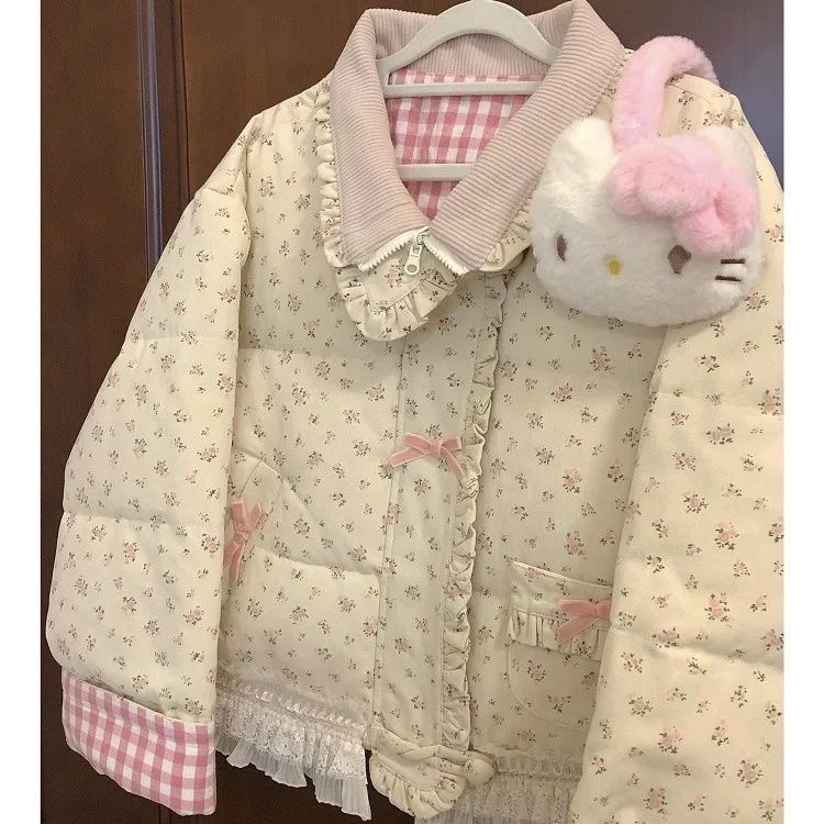 女童碎花棉衣外套中大童两件套潮