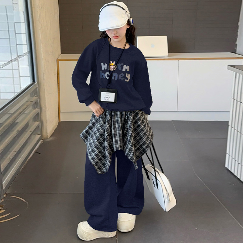 女童卫衣套装百褶裙洋气时尚春秋