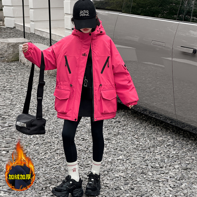 女童风衣外套加棉加绒冬装中长款