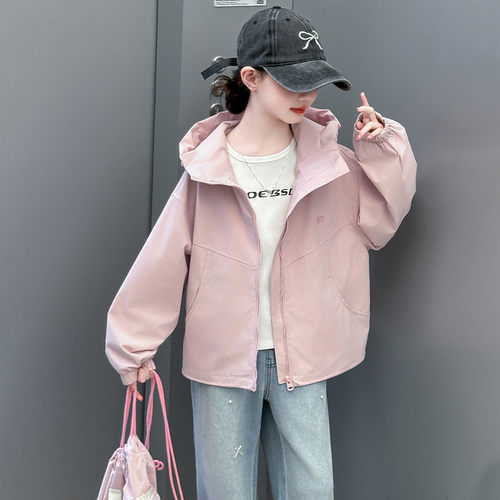 女童连帽休闲外套风衣中大童夹克