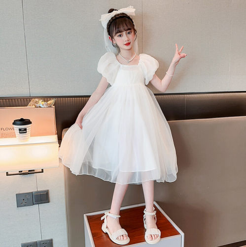 女童连衣裙韩版夏季白纱裙送头纱