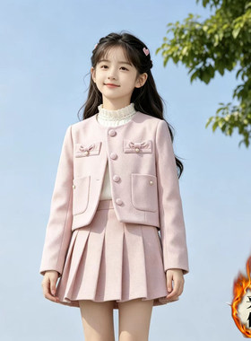 女童小香风夹棉加厚保暖两件套