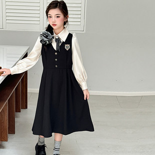 女童连衣裙长袖春秋款学院风合唱服表演服2026新款中大童洋气