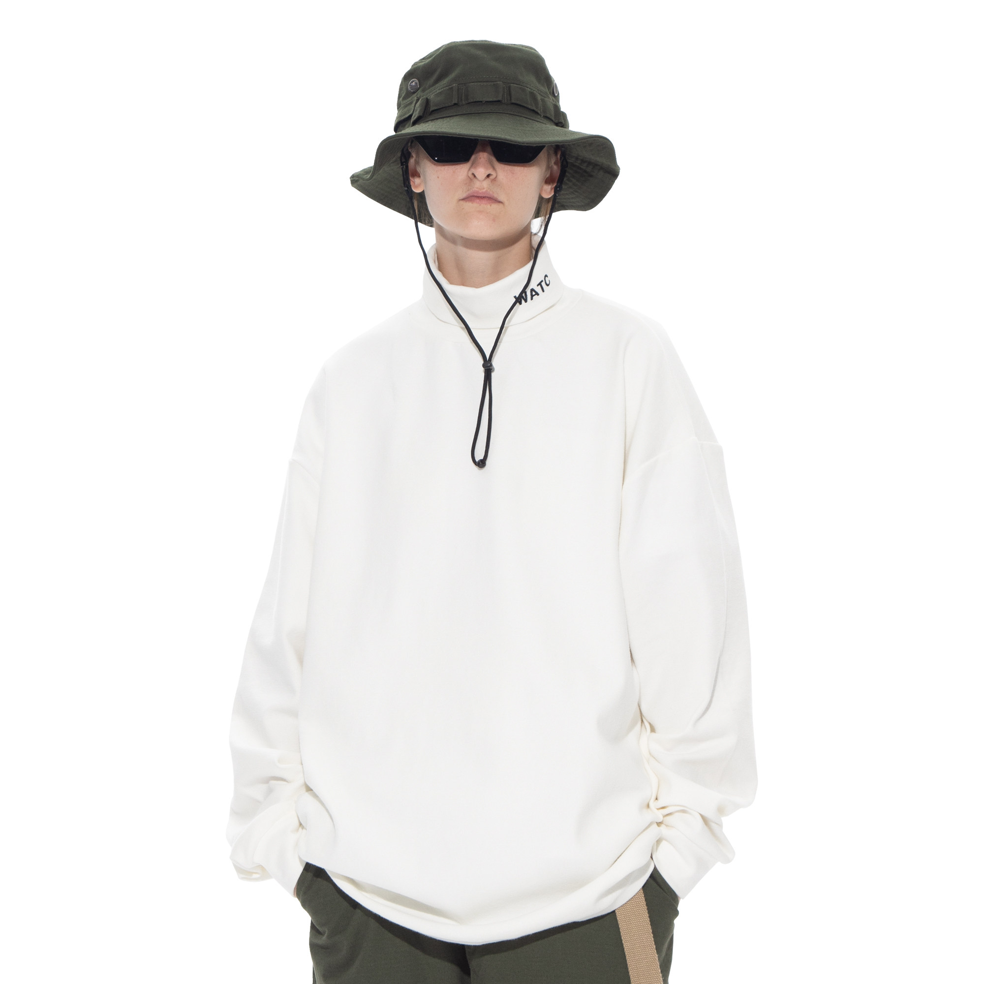 WHYDMERO高领长袖t恤男女纯棉潮牌ins宽松秋冬季白色休闲运动T恤