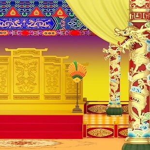 5K皇宫宫殿金碧辉煌龙柱龙宫栏杆台阶高清LED大屏幕舞台背景图片