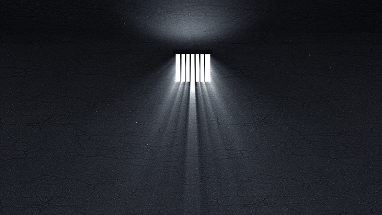 牢房窗户阳光光束阴森黑暗牢笼监狱高清led大屏幕舞台背景虚拟图