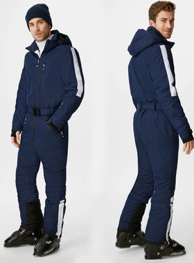 荷兰C&A男款连体滑雪服夹棉厚