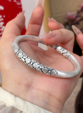 足银999实心开口银手镯
