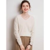 v套头衫 式 秋冬女宽针织底 VSU无缝连身10领0%纯羊绒衫 热松门单品