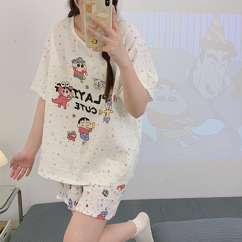 蜡笔小新夏季新款睡衣女短裤短袖