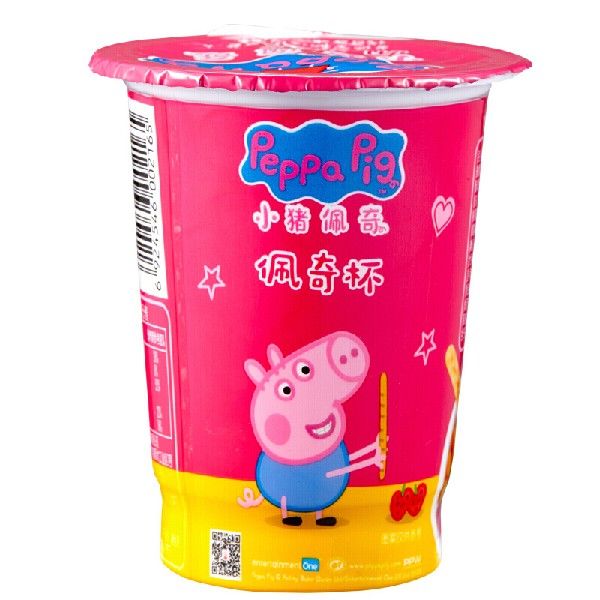 小猪佩奇（PeppaPig）儿童零食草莓味佩奇杯蘸酱手指磨牙饼干