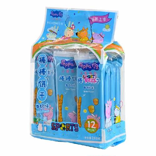 小猪佩奇PeppaPig棒棒饼干牛奶味儿童零食饼干手指磨牙饼干