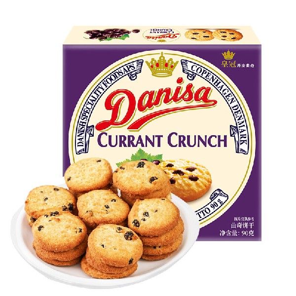 皇冠（danisa）丹麦葡萄干味曲奇饼干90g休闲零食早餐印尼进口