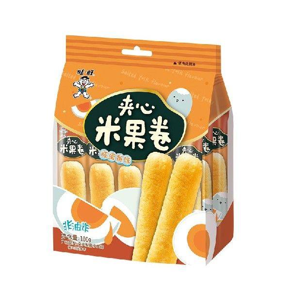 旺旺夹心米果卷零食膨化食品饼干糕点咸蛋黄味180g