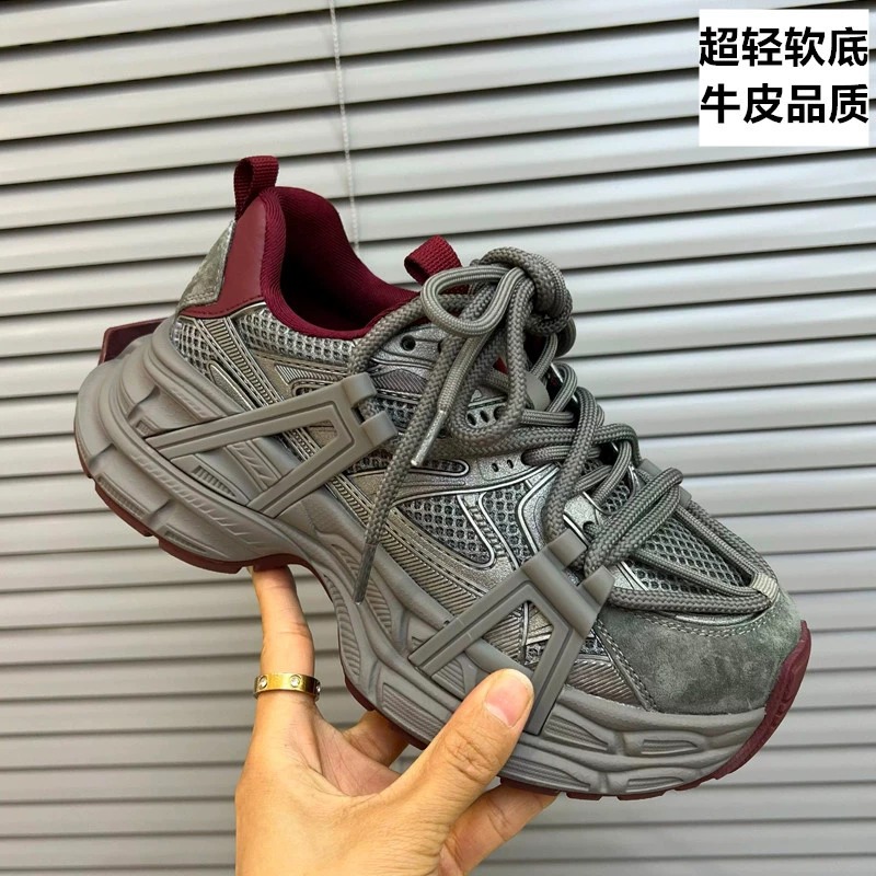 青岛福客来鞋业代工厂特价清仓牛皮版~真皮显脚小厚底老爹鞋女款2