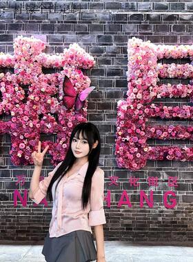 网红打卡仿真花墙背景墙