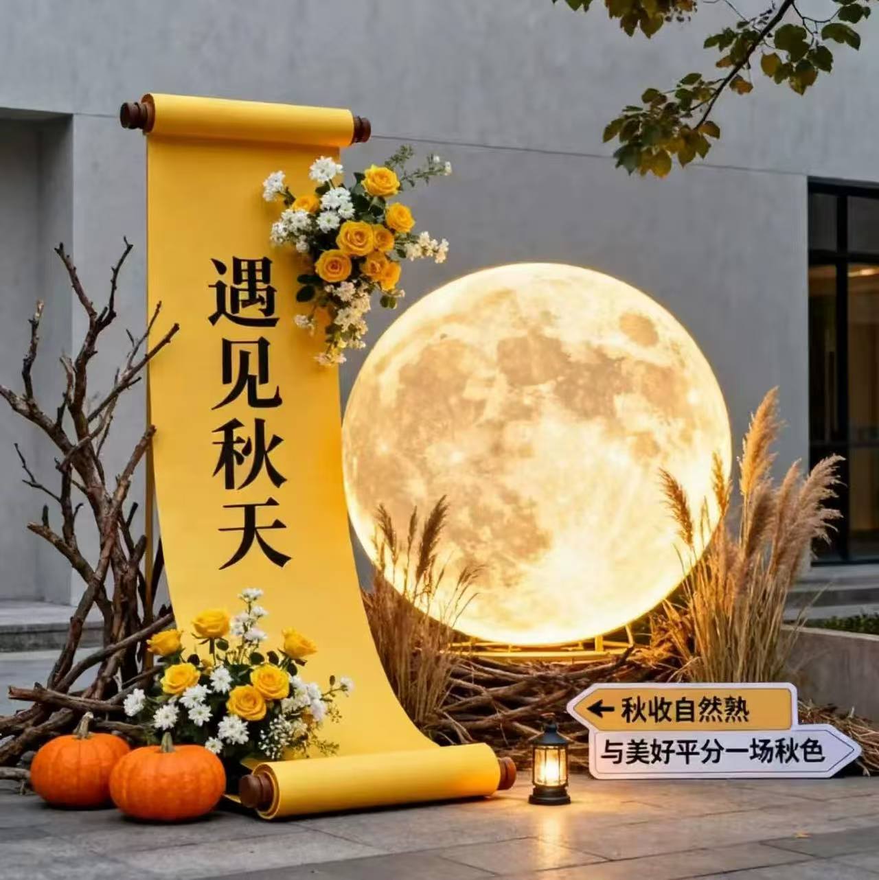 巨型花鸟卷画轴画卷户外景区