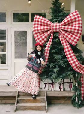 2026新年红蝴蝶结店铺橱窗摆件