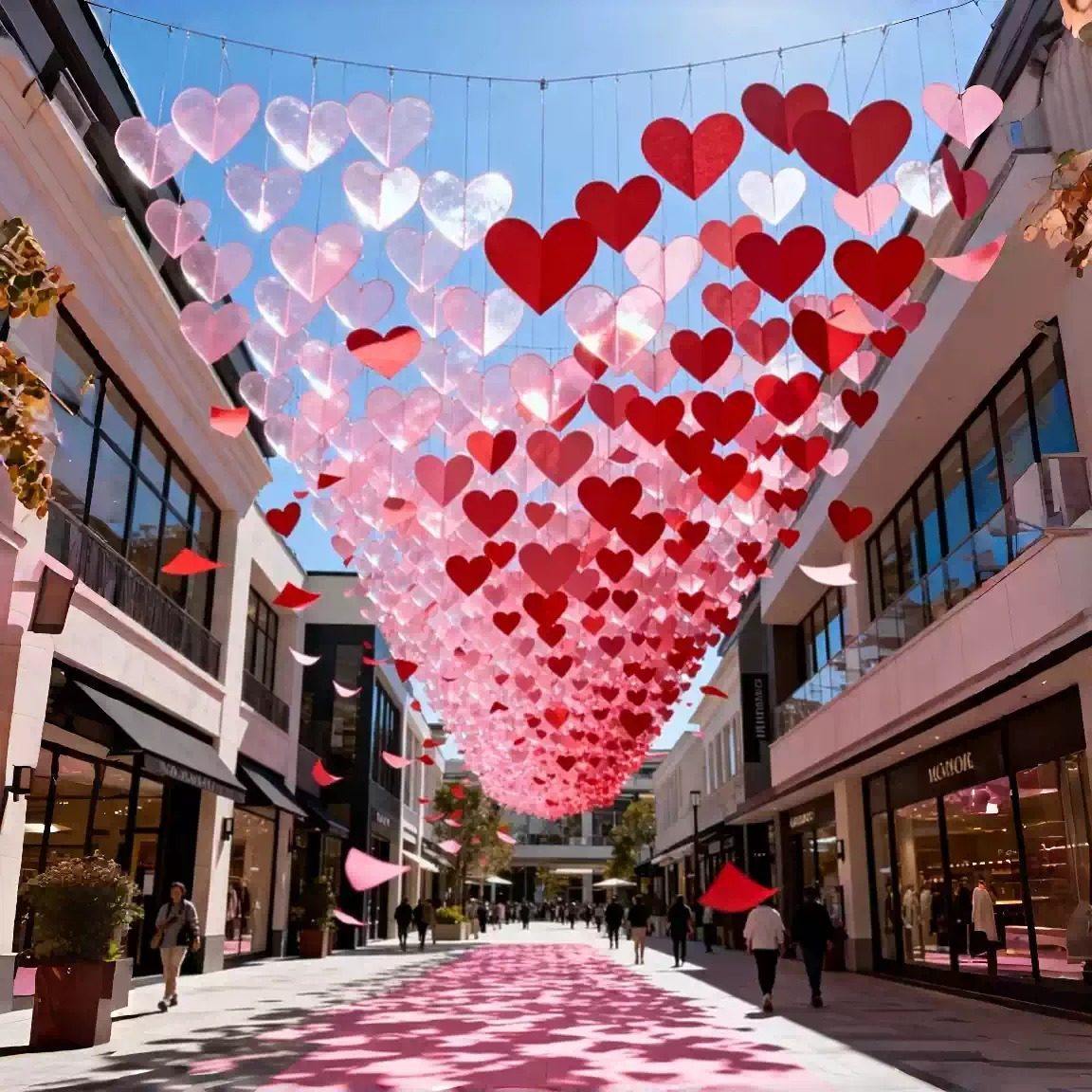 2026情人节装饰街道景区爱心天幕风动彩球天幕打卡引流布置可定制,节庆用品/礼品,节日装扮用品,淘宝优惠券,粉丝福利购,淘宝优惠卷