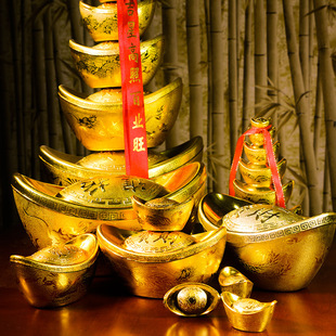 新年春节装饰用品金元宝摆件聚财牛年开店柜台摆设金锭子活动道具