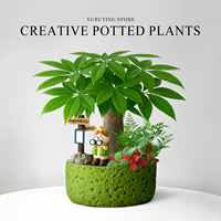 Money tree potted flowers, green plants, indoor plants, office desk bonsai, ornaments, living room, prosperous house, easy to take care of throughout the four seasons thumbnail 4