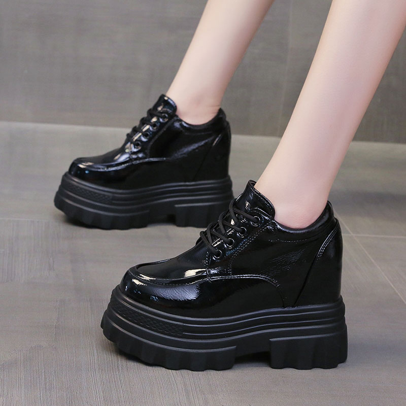 11cm内增高厚底高跟小皮鞋