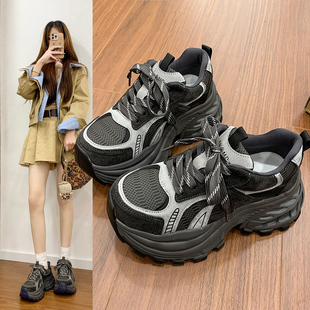 棉鞋 2025冬新款 百搭保暖运动休闲鞋 厚底加绒老爹鞋 8cm内增高女鞋