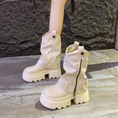 管靴堆堆靴显瘦短靴马丁靴 7cm内增高靴子厚底高跟裤 2026春季 新款