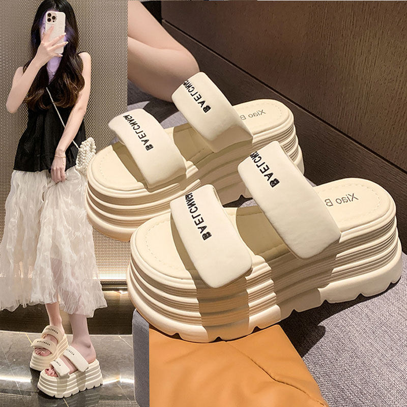 2026夏季新款8cm内增高拖鞋厚底外穿凉拖鞋女百搭松糕休闲一字拖