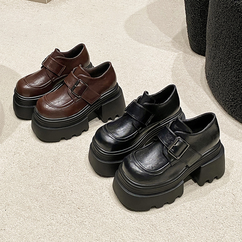 2026春季新款10厘米内增高女鞋厚底小个子小皮鞋女百搭松糕乐福鞋