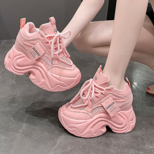 女百搭网面运动休闲鞋 2026春季 厚底透气老爹鞋 9cm内增高女鞋 新款