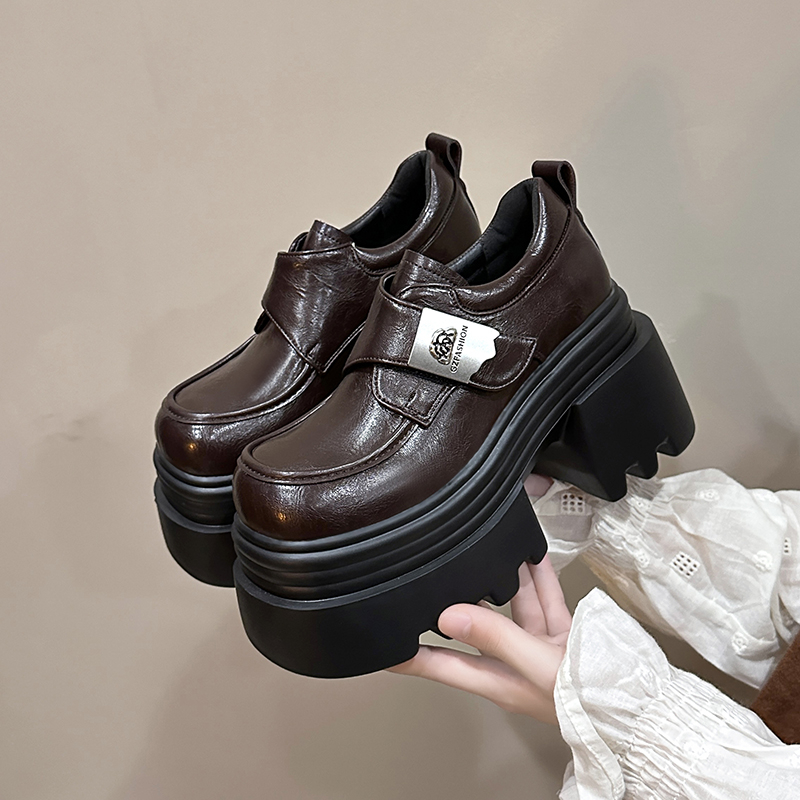10cm内增高厚底小皮鞋乐福鞋