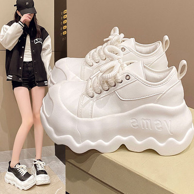8cm内增高厚底大头丑萌小白鞋