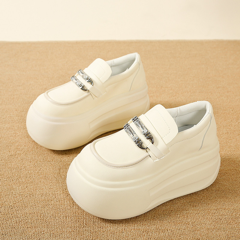 2026春新款8cm内增高女鞋厚底高跟显瘦小皮鞋百搭松糕乐福鞋单鞋