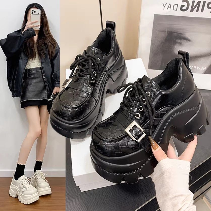 2026春季新款8cm内增高女鞋厚底高跟英伦小皮鞋百搭松糕乐福单鞋,女鞋,浅口单鞋,淘宝优惠券,粉丝福利购,淘宝优惠卷