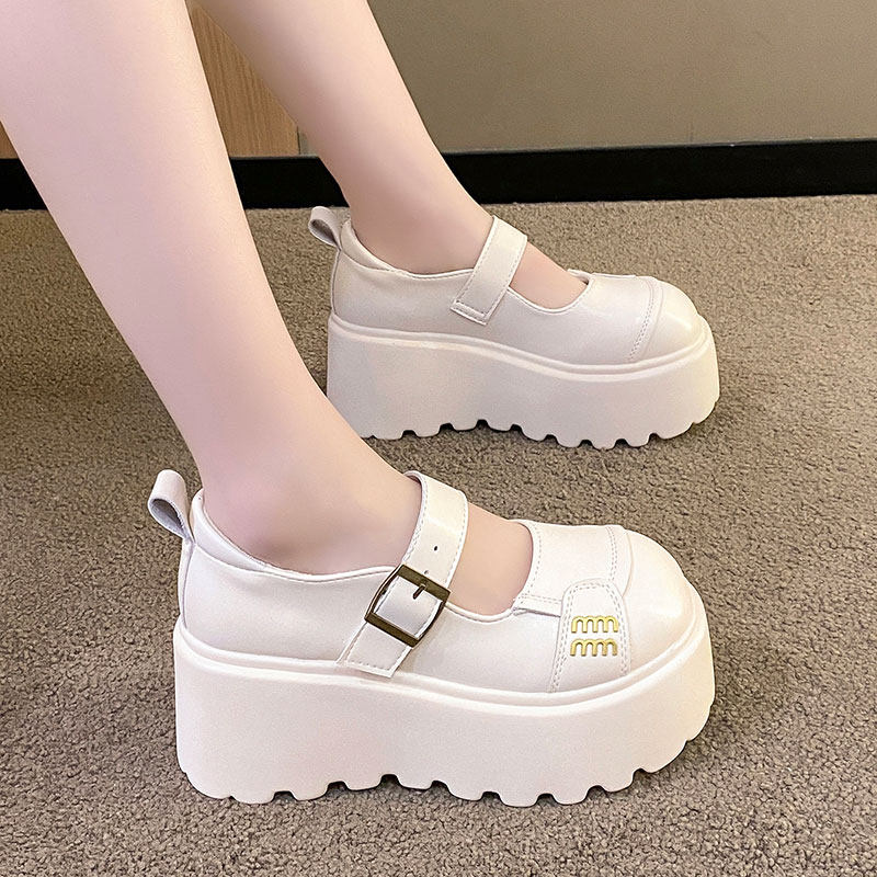 2026春季新款8cm内增高女鞋厚底玛丽珍配裙子小皮鞋百搭松糕单鞋