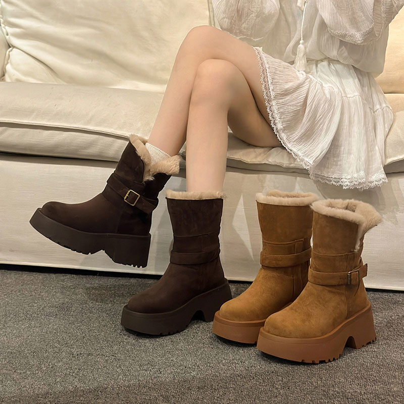 6cm内增高厚底加绒加厚中筒靴