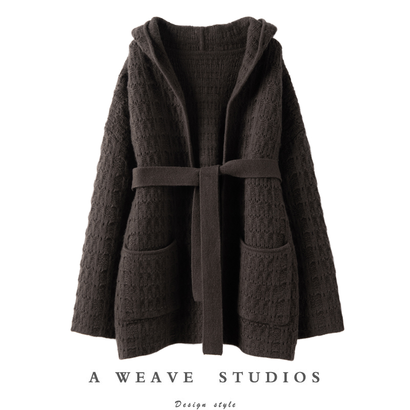 纯羊绒时尚连帽开衫加厚