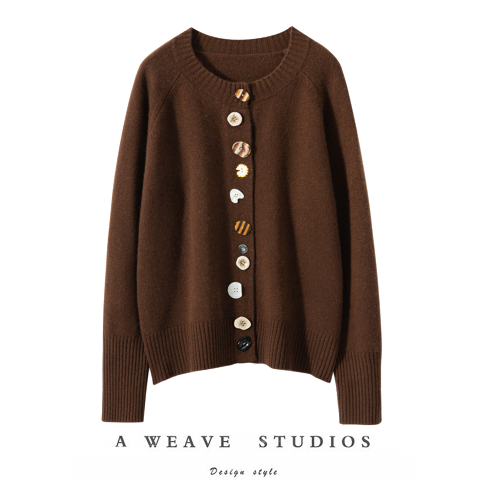 彩色贝壳扣~圆领纯色山羊绒开衫女时尚毛衣外套秋冬针织羊毛,女装/女士精品,毛针织衫,淘宝优惠券,粉丝福利购,淘宝优惠卷