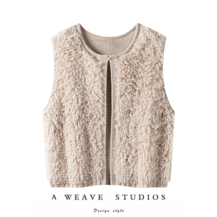 萨琪尼2025冬装 100%纯羊绒一粒扣绒感马甲坎肩高级感背心外套 新款