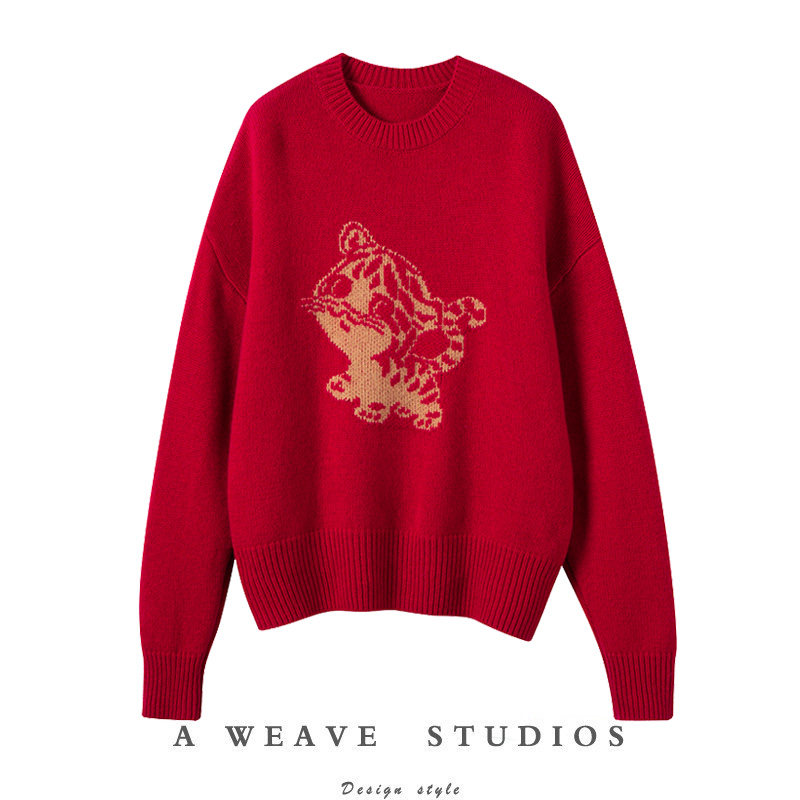 中式减龄重工提花100%纯羊绒针织衫女秋冬洋气软糯圆领毛衣,女装/女士精品,羊绒衫,淘宝优惠券,粉丝福利购,淘宝优惠卷