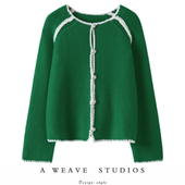 女秋冬 针织羊绒开衫 又一吸睛力作 100纯山羊绒手工拼接贝壳绣长袖