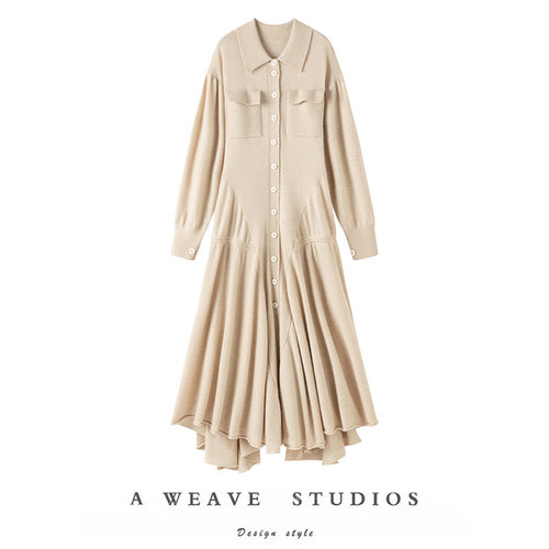 收藏级别啊！纯山羊绒衫女长款裙子羊绒毛衣针织开衫复古通勤新款