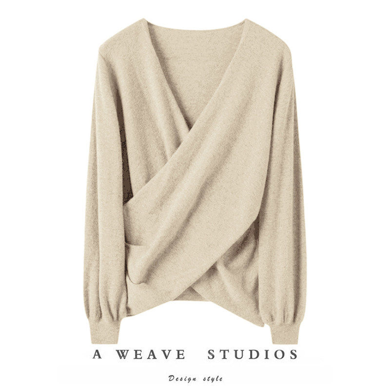 舒适好搭！V领交叉羊绒衫女纯羊绒毛衣针织衫秋冬新款,女装/女士精品,羊绒衫,淘宝优惠券,粉丝福利购,淘宝优惠卷