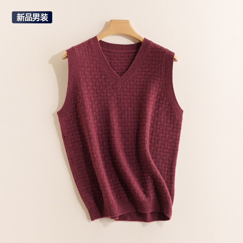 纯山羊绒V领纯色宽松背心