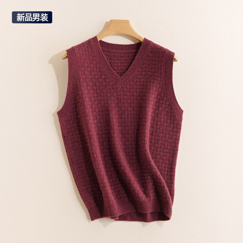 纯山羊绒V领纯色宽松背心