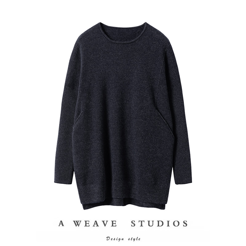 纯山羊绒下摆开叉不对称加厚女冬